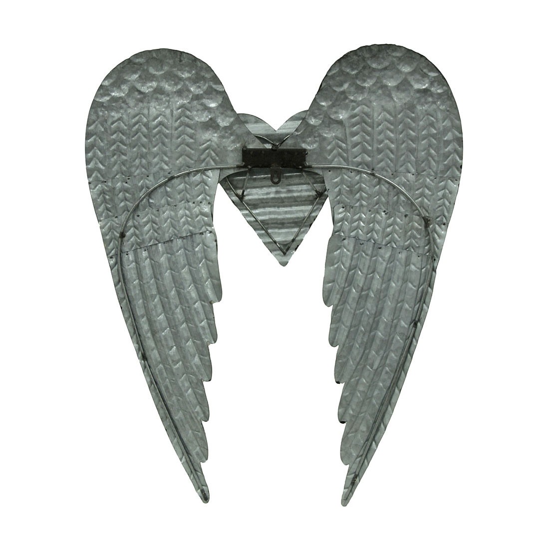 Scratch & Dent Rustic Galvanized Metal Art Angel Wings Heart Wall Sculpture gallery