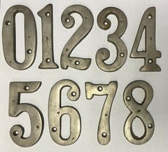 4″ Rustic Silver Patina Solid Bronze Metal House Numbers 4 INCH PICK NUMBER