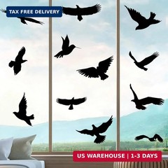Anti-Collision Large Black Bird Shape Window Clings – Prevent Bird Strikes Save
