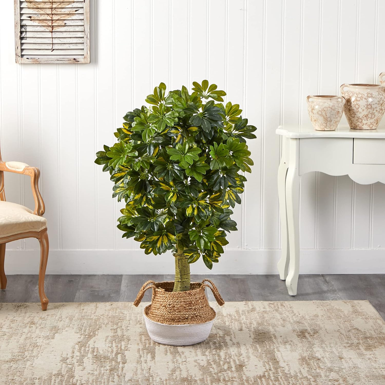 4Ft. Real Touch Schefflera Tree in Boho Chic Cotton & Jute Planter gallery