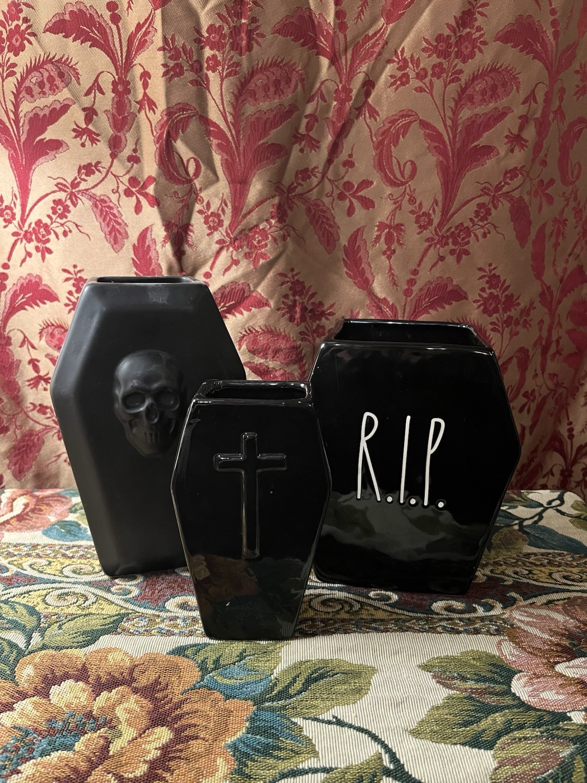3 Assorted Coffin Flower Vases Home Decor Gothic Halloween gallery
