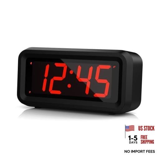 Alarm Clock, LED Digital Clock, Small Wall Clock, Battery Black Case-red Led gallery