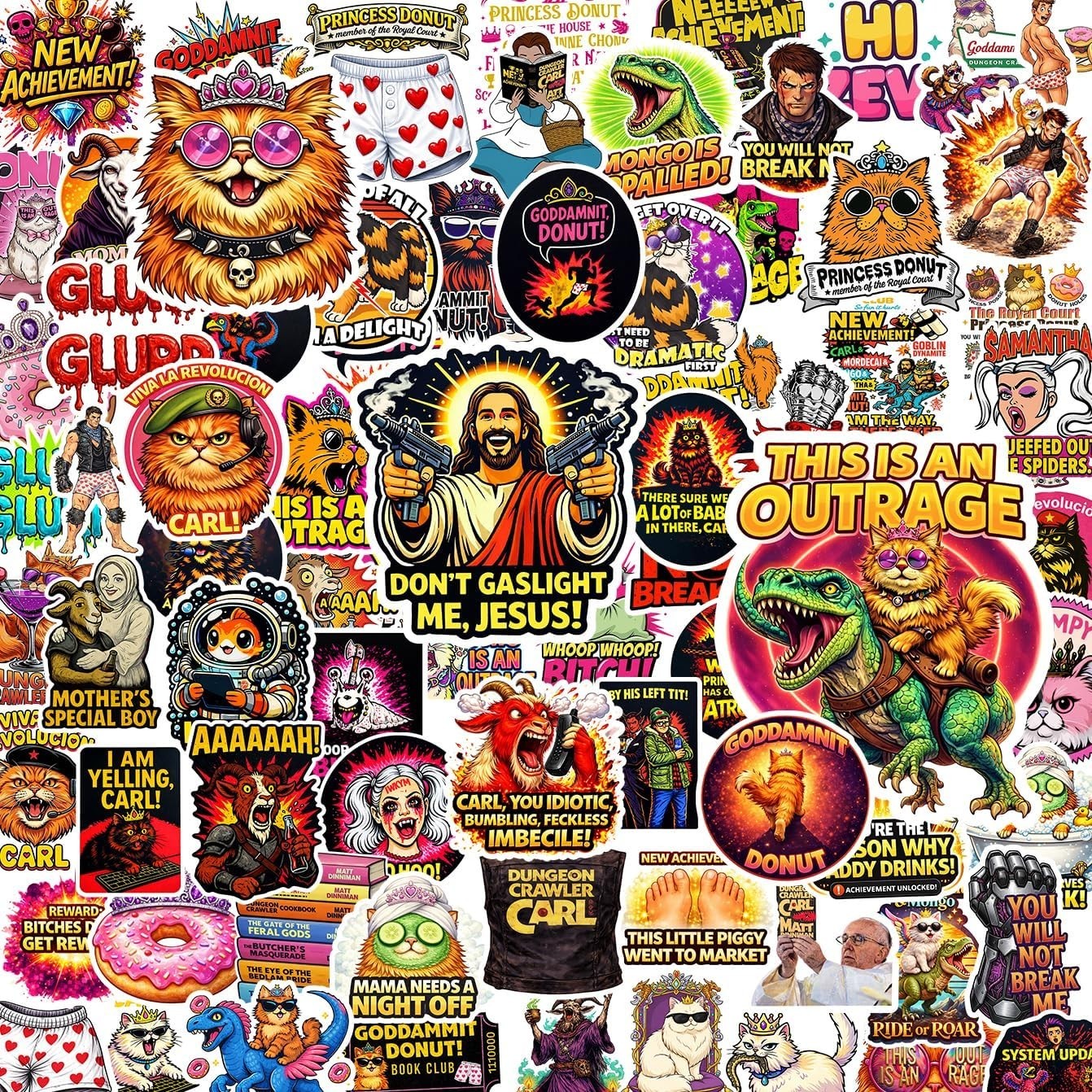 100Pcs DCC Dungeon Crawler Carl Stickers | This is an Outrage Princess Donut Sti gallery