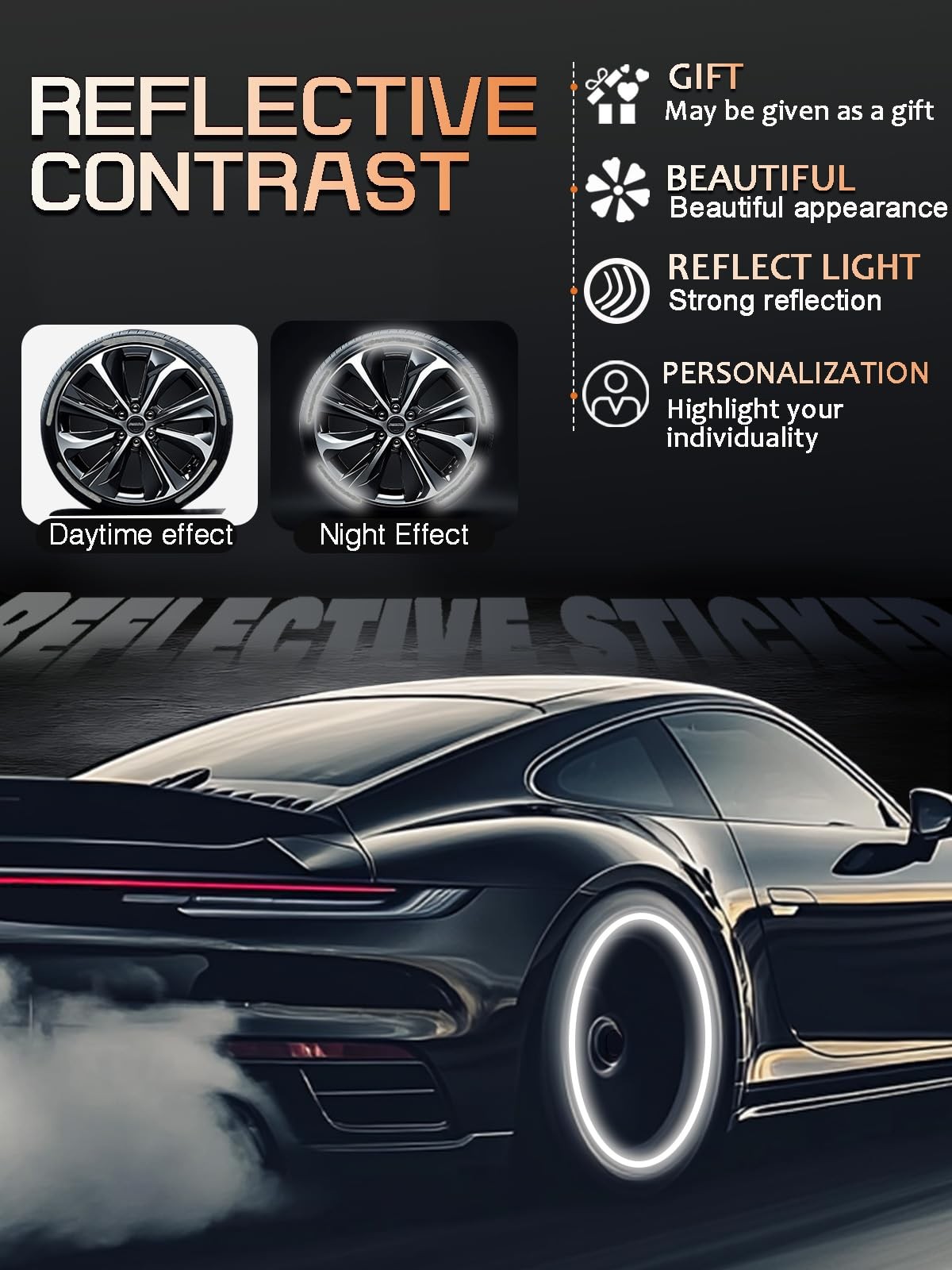 20PCS Car Wheel Reflective Decorative Strip,Night Safety Warning Stickers,Car... gallery