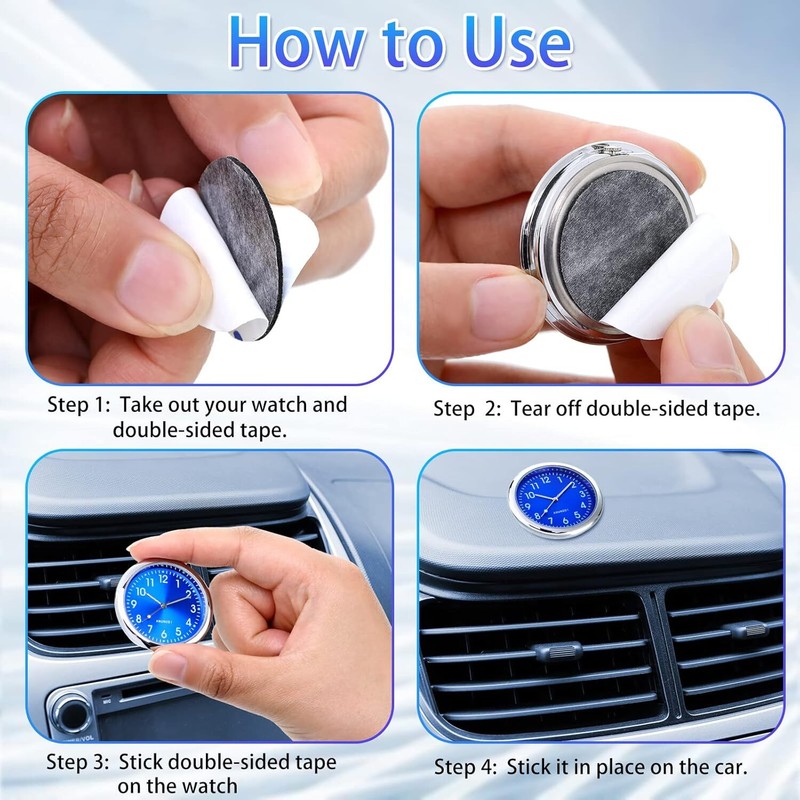 Car Dashboard Clock Mini Tiny Analog Clock Watch for Vehicle Stick On Clock USA gallery