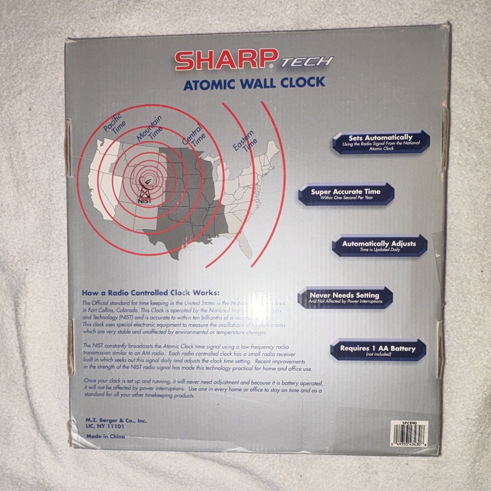 Sharp SPC800 Atomic/Radio Controlled Round Analog Wall Clock Silver/White gallery