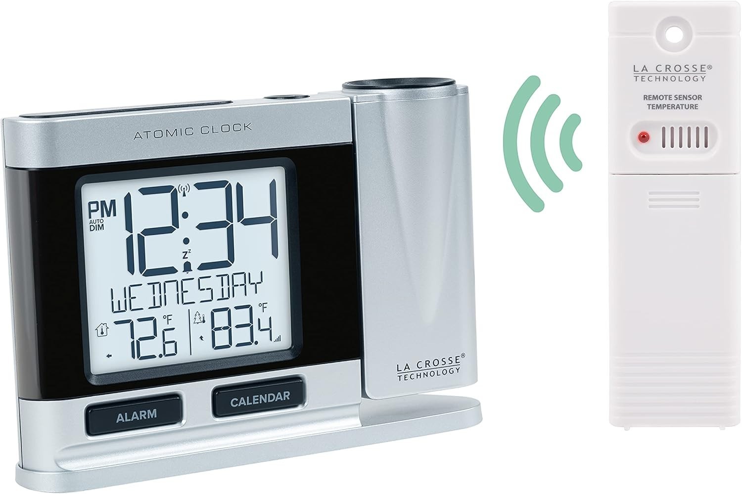 Silver Atomic Projection Alarm Clock with Temperature 616-12667-INT gallery