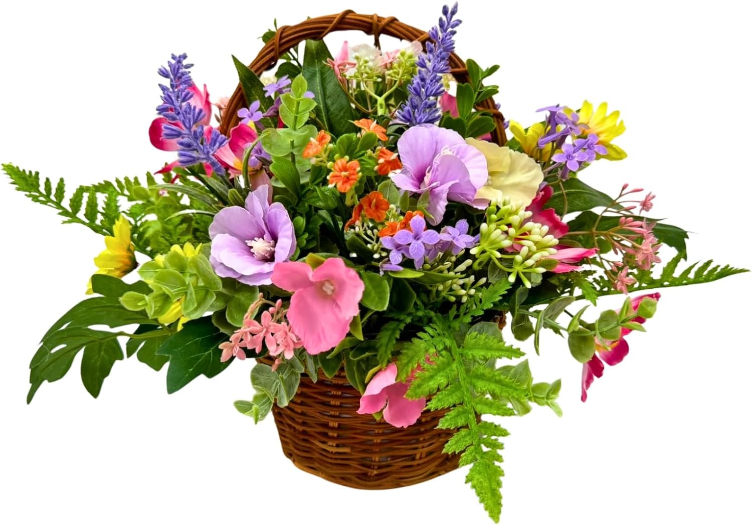 12 Inch Lighted Spring Flower Basket with Timer and Woven Handle | 10 Warm White gallery