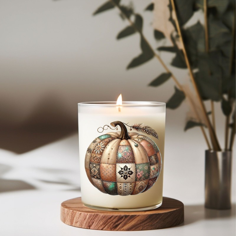 Boho Patchwork Pumpkin Fall UV DTF Transparent Sticker / Decal gallery