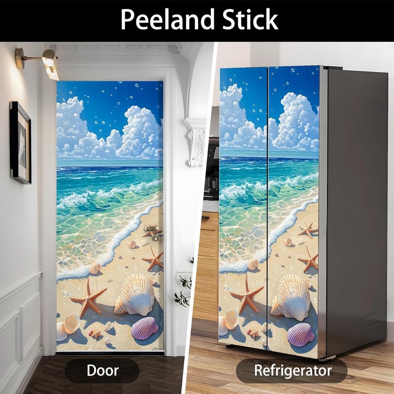 Self-Adhesive Refrigerator Wrap Set Removable Vinyl Fridge Stickers Peel & Stick gallery