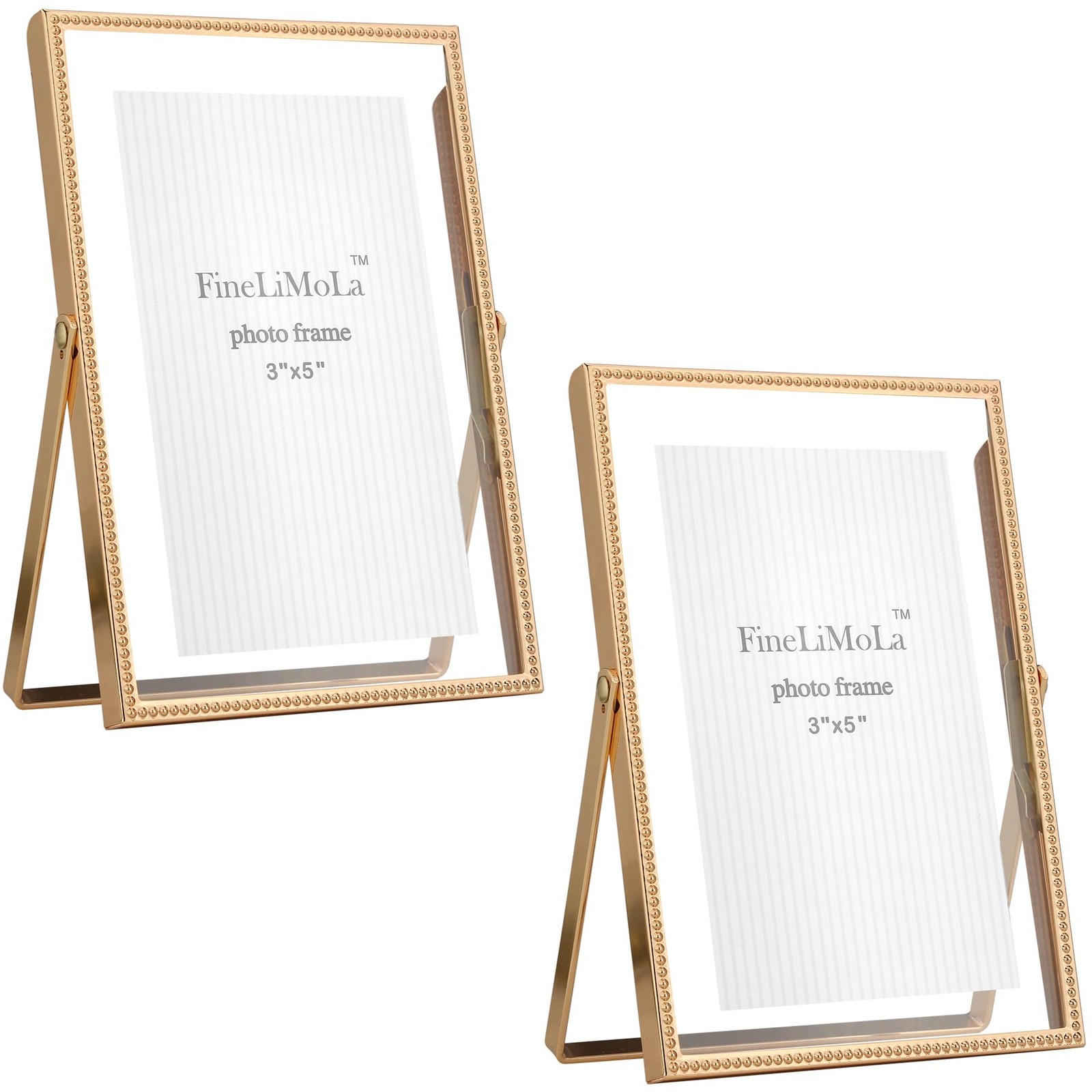 Gold 4x6'' Floating Picture Frame 2Pack,For Photo Sizes(2x3'',3.5x 5''),Beade... gallery