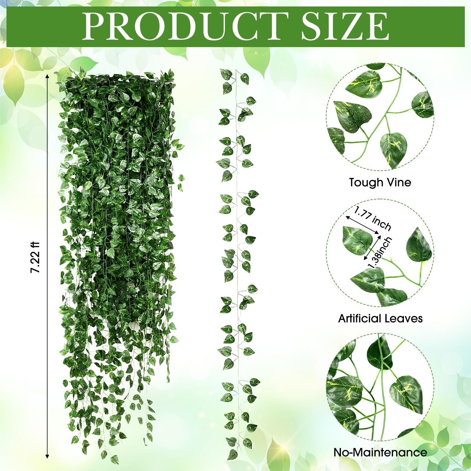 100 Pcs 722ft Fake Vines Bulk Artificial Ivy Garland Greenery Hanging Vines G... gallery