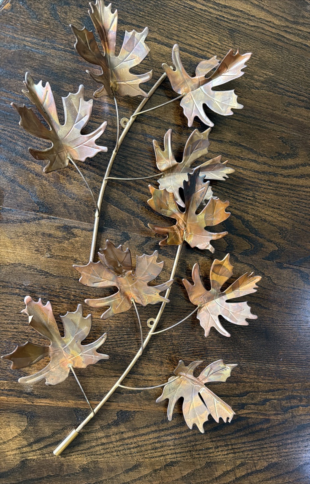 Vintage Mid Century Modern Copper Maple Leaf Two-Piece Wall Sculpture Home Decor gallery