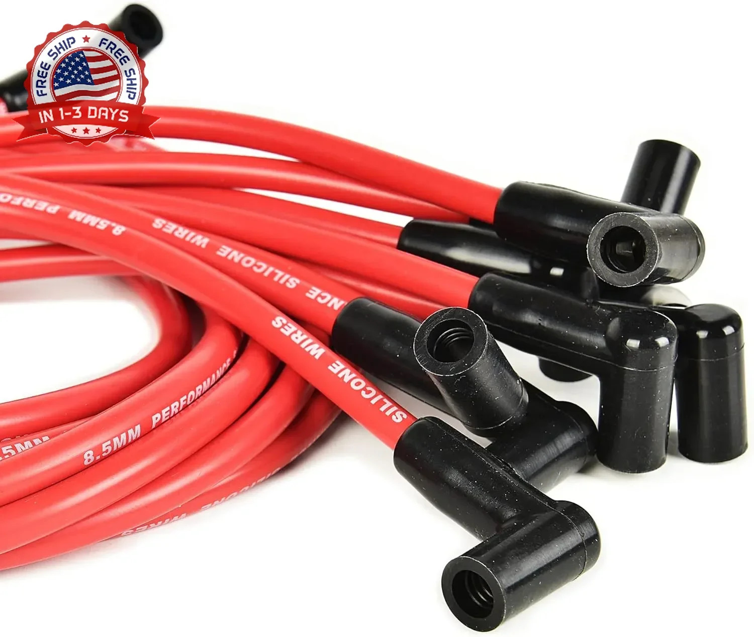 Universal Spark Plug Wire Set - 8.5mm Red High Performance - Compatible with Che gallery