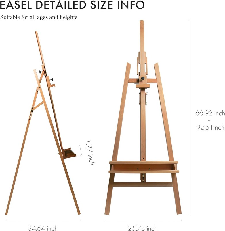 ARTIFY Large Solid Beechwood Painters Easel with Brush Holder for Adults gallery