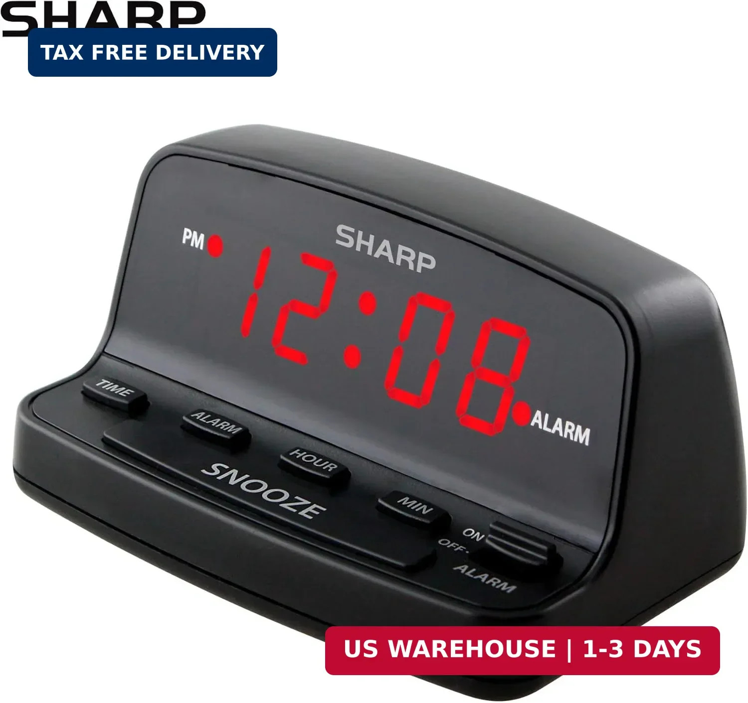 Sharp Digital Alarm Clock with Keyboard Style Controls, Battery Back-up, Easy to gallery