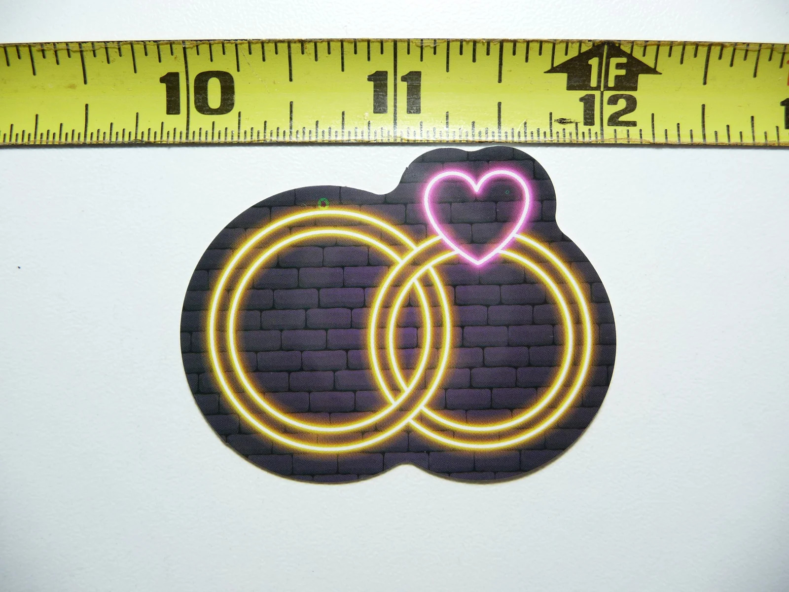 ENGAGEMENT WEDDING RINGS HEART SMALL STICKER DECAL NEON STYLE BRIGHT VINYL gallery