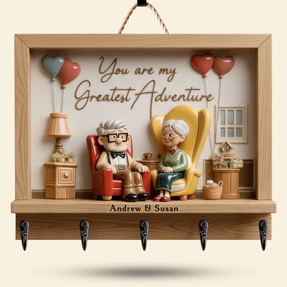 Romantic Couple Acrylic Key Hanger – Personalized Gifts For Couple, Anniversary gallery