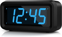 KWANWA Alarm Clock, Digital Clock, Constantly 1.2” LED Blue Digits Display, Bat