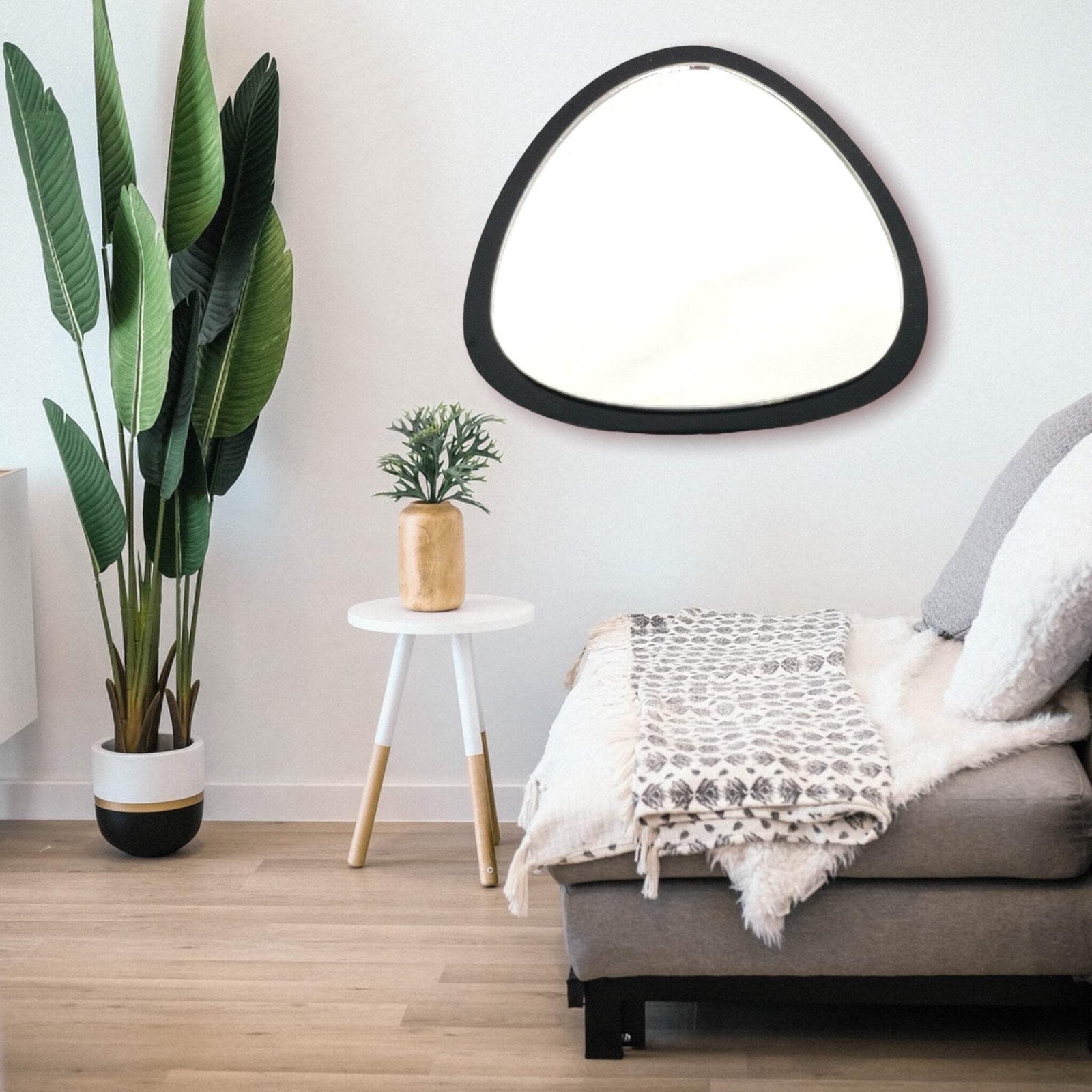 Triangular Pebble Shaped Mirrors with a Colour Frame of your choice & Hooks gallery