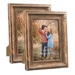 ZBEIVAN 2-Pack 5×7 Picture Frames Set Vintage Brown Family Art Rustic Photo