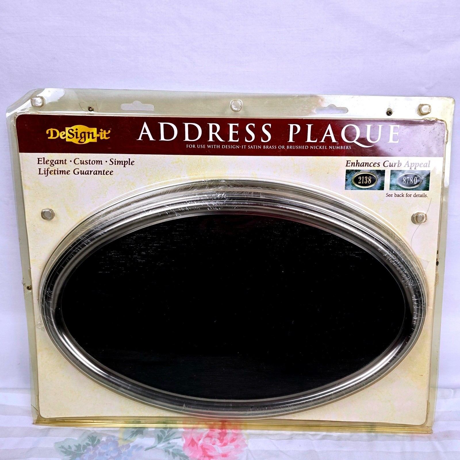 Design it Address Plaque Elegant Custom Simple Oval Satin Brass Brushed Nickel gallery