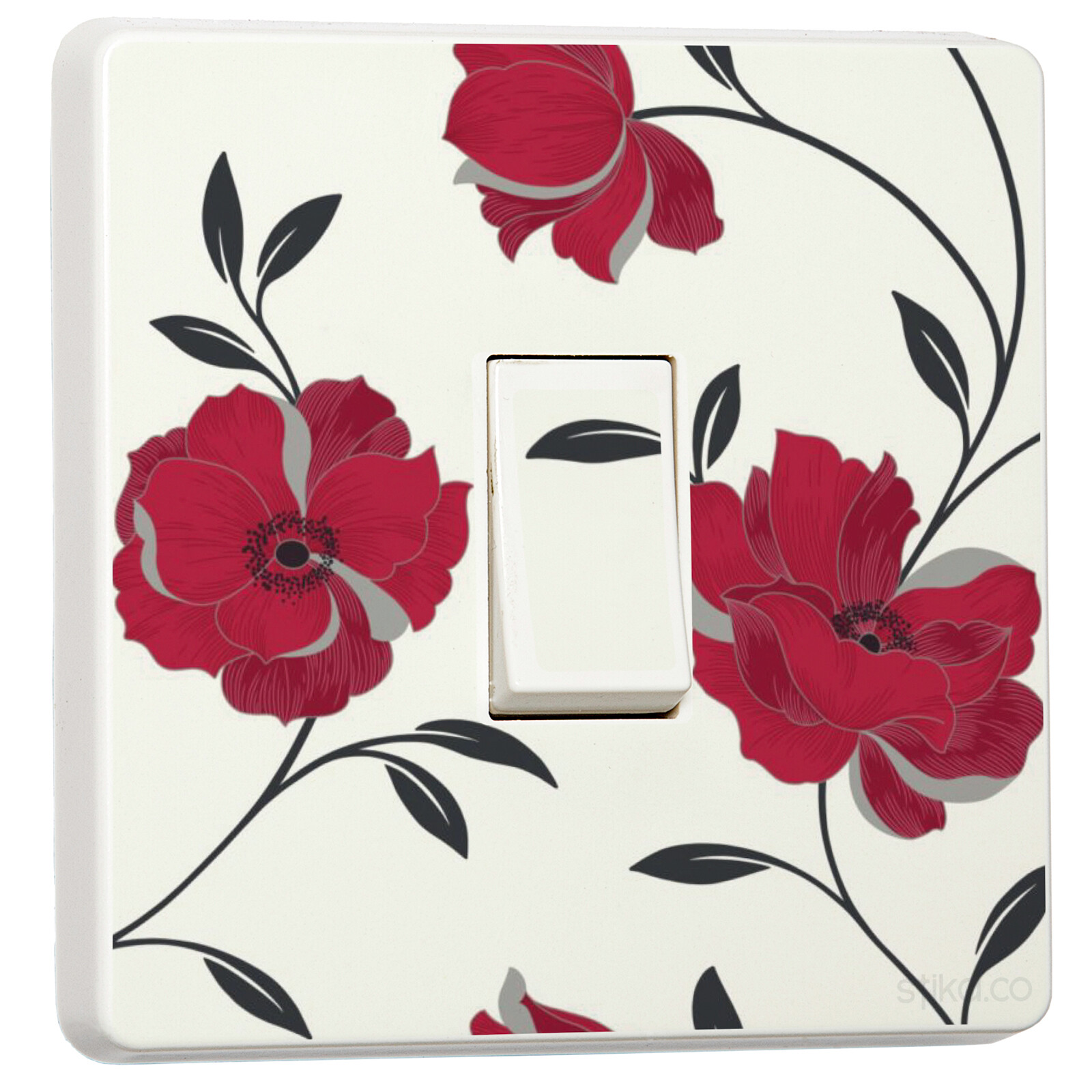 2-Pack Red Floral Arthouse Opera Charleston Single Double Light Switch Sticker gallery