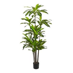 Artificial Dracaena Tree 6FT – Fake Tree with Black Planter – 6ft Dracaena 6ft