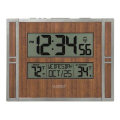 BBB86088 Atomic Digital Wall Clock with Indoor & Outdoor Temperature