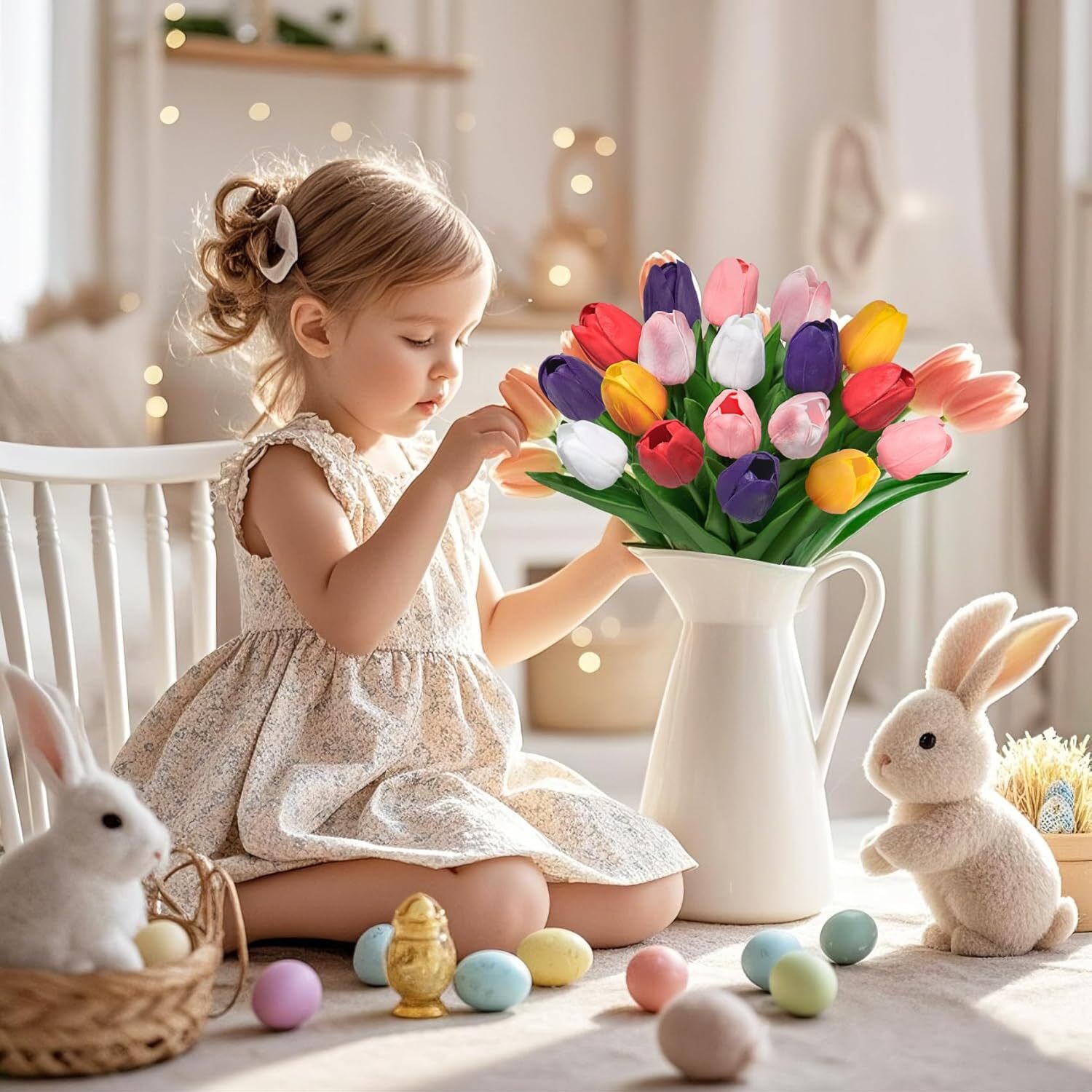 30 Pcs Multicolor Artificial Tulip Flowers Fake Tulips PU Real Multi Color gallery