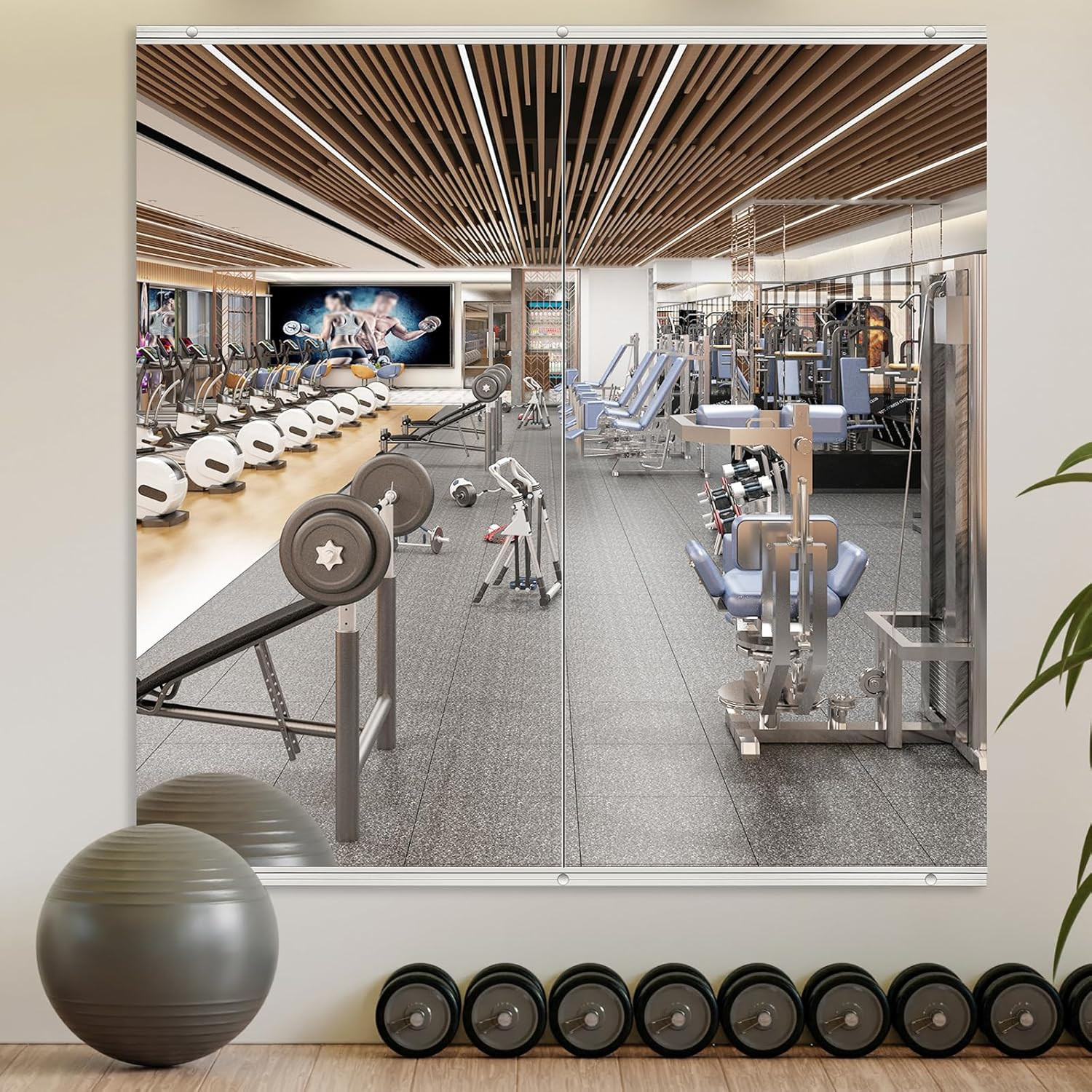 48x24 Inch Frameless Gym Mirrors - 2 Pack Full Body Workout & Decor gallery
