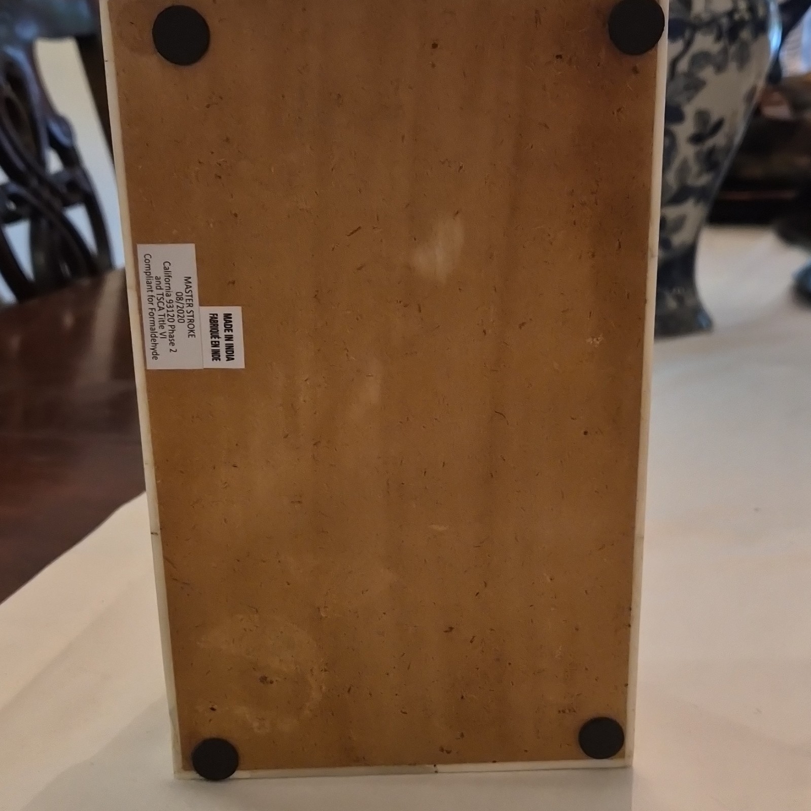 Rectangular Decorative Wood Box w/ Lid, Black & White Floral, 8x4x2" Bone Inlay gallery