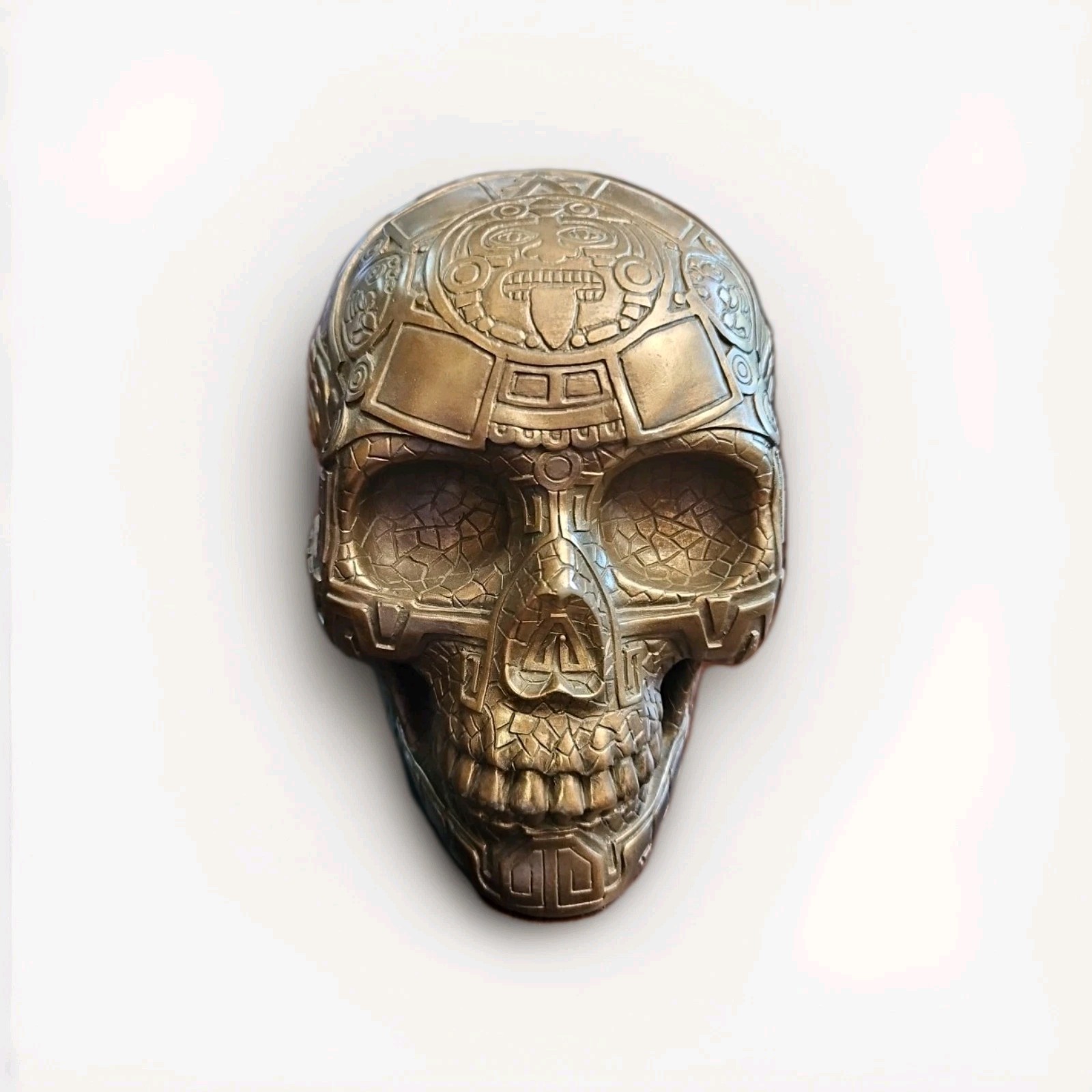 Aztec Skull Summit Collection Bronze Plated Resin Figurine Mayan Tribal Decor gallery