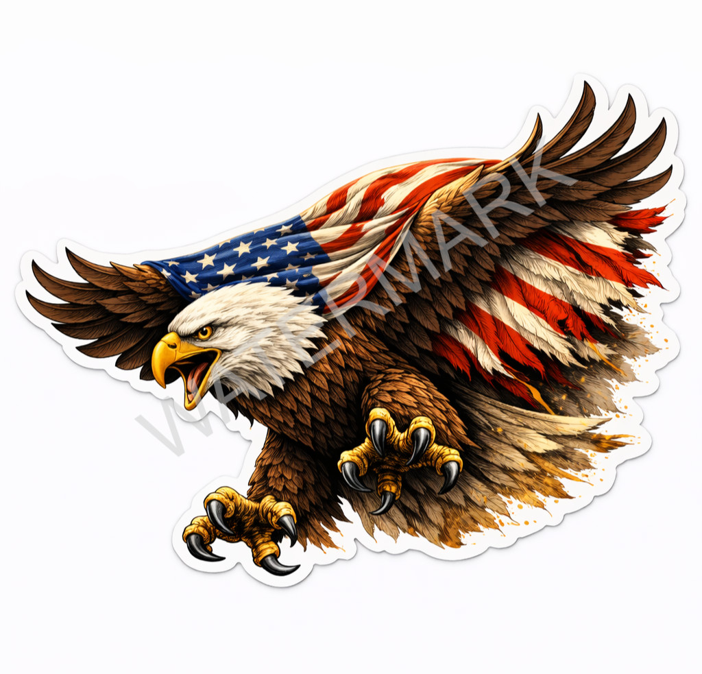 American Bald Eagle Vinyl Decal Sticker USA American Flag Waterproof 02 gallery