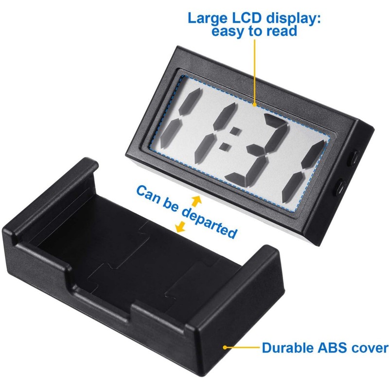 3× Mini Digital Clock Small Adhesive Digital Clock Stick On Battery Operated New gallery