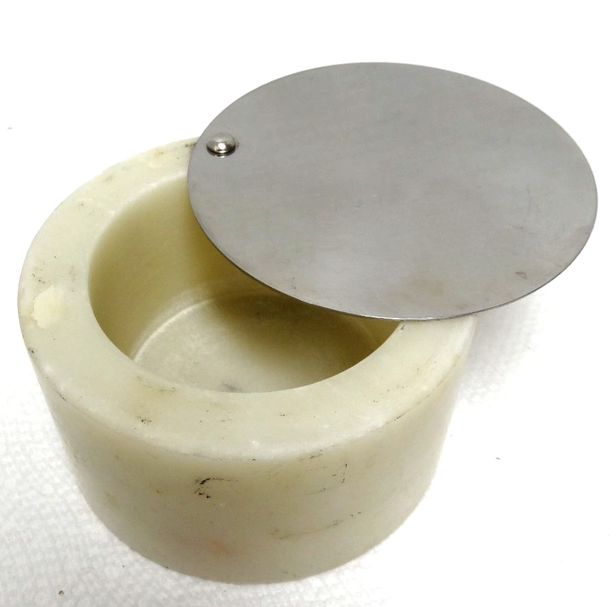 White Marble stone Storage Container with Pivoting Slide Lid 4” X 2.25” gallery