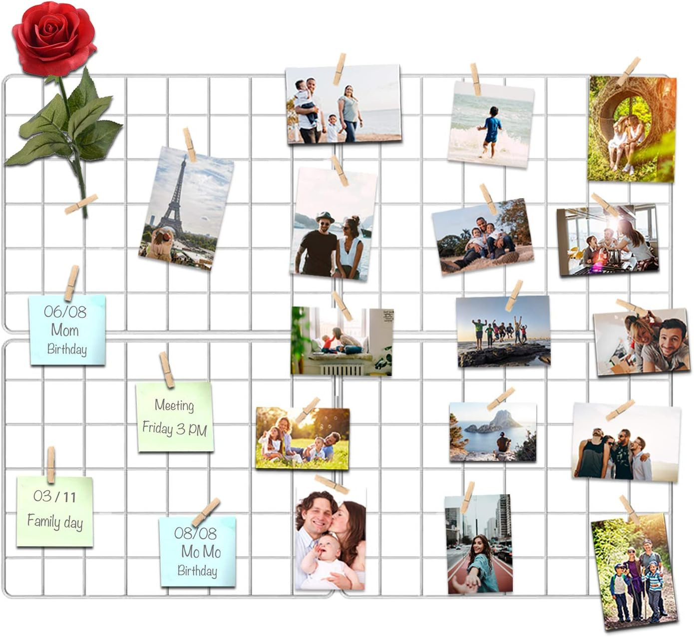 Wire Wall Grid Panel for Photo Display, DIY White Iron Picture Frames Collage fo gallery