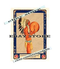 Route Of The Empire Builder native American Indian metal tin sign garage art