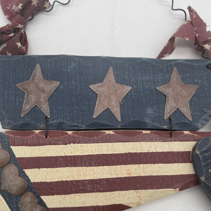 Americana Primitive Angel Holding Star Handmade Wooden Hanging Rustic Home Decor gallery