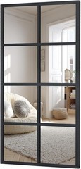 Rectangle Window Pane Mirrors,Black Frame,Modern Wall Mounted Decorative Mirror