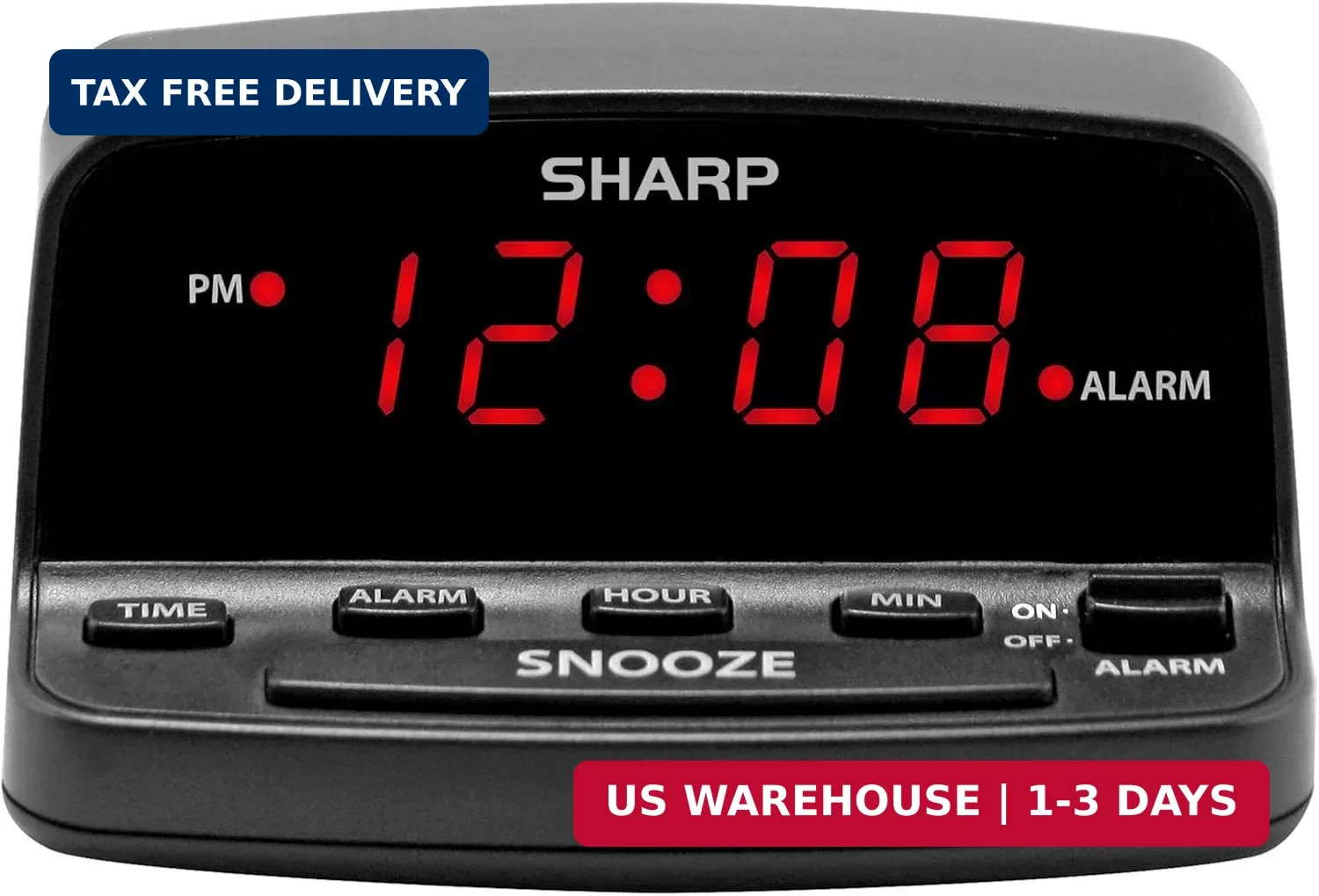 Sharp Digital Alarm Clock with Keyboard Style Controls, Battery Back-up, Easy to gallery