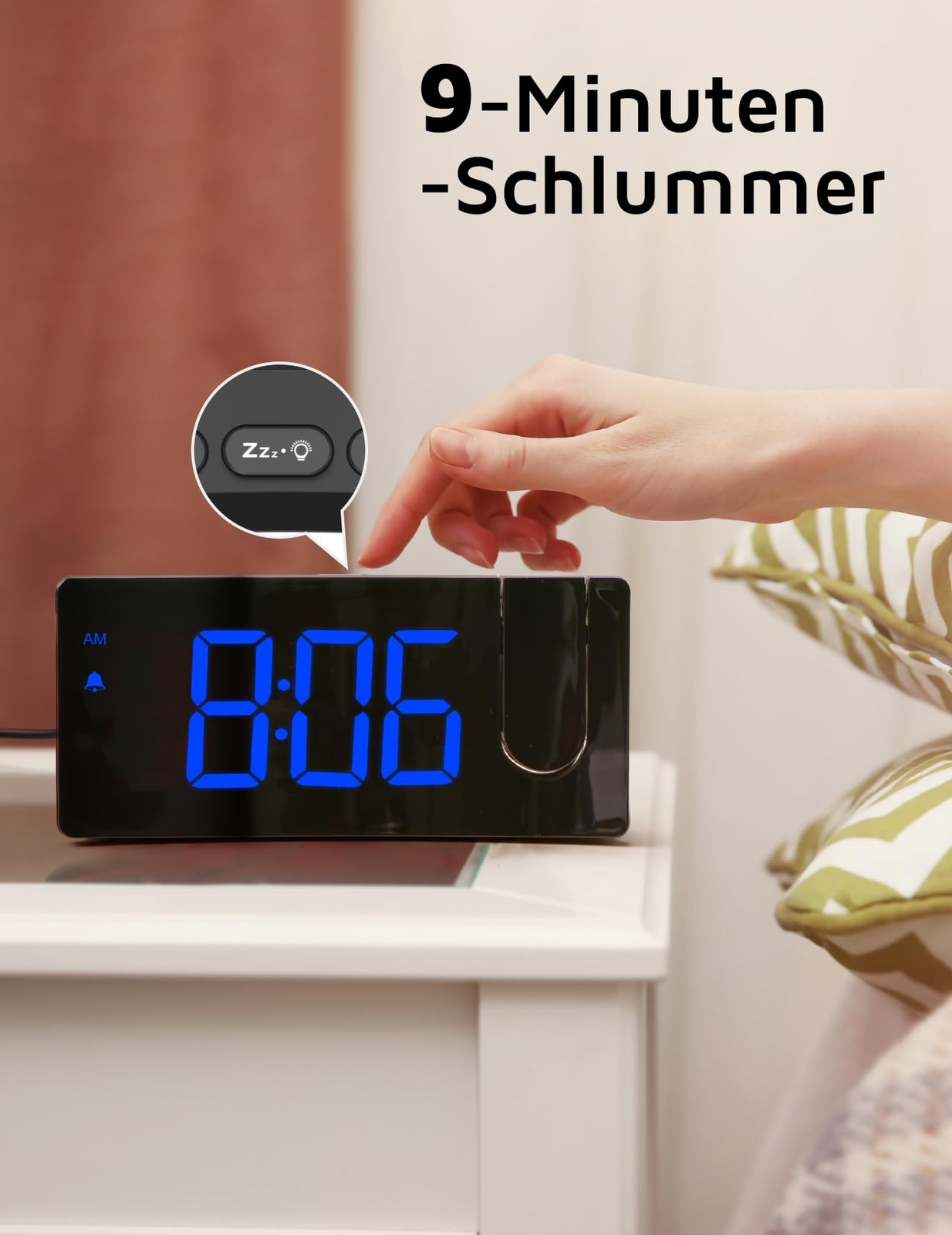 Projection Alarm Clock, Digital Clock with 180° Rotatable Projector gallery