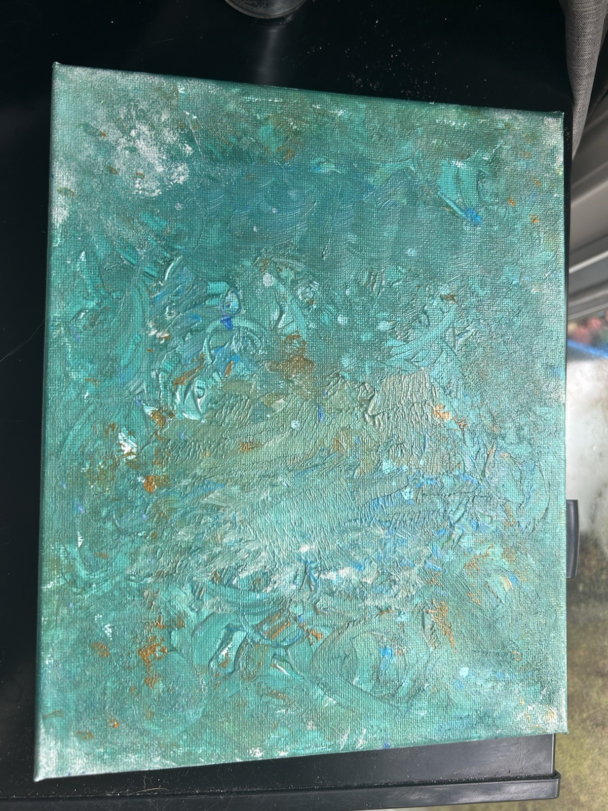 Original Abstract Ocean Painting 8x10 Textured Canvas Turquoise Reiki Wall Art gallery