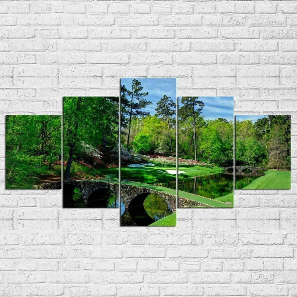 Augusta Masters Golf Course 5 Panel Canvas Print Wall Art Poster Home Decoration