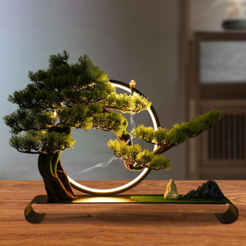 Zen Artificial Pine Tree with Lamp Rings Decoration for Backflow Incense 110V gallery