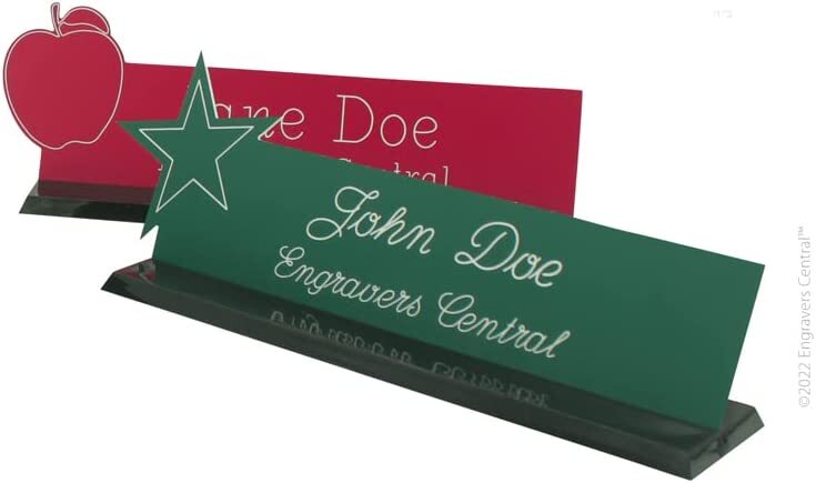 Personalize shaped name plate & holder. For teacher, dentist, sport, dog or star gallery
