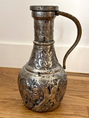 Antique, Large Two Tone, Hand Hammered Decorative Vase