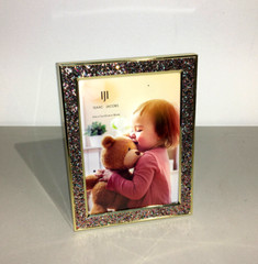 ISAAC JACOBS GOLD W/ MULTI-COLORED GLITTER BORDERED 5″X7″ PHOTO FRAME (NEW)