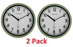 Mainstays Basic Indoor 8.78″ Sage Analog Round Modern Wall Clock (2 Pack)