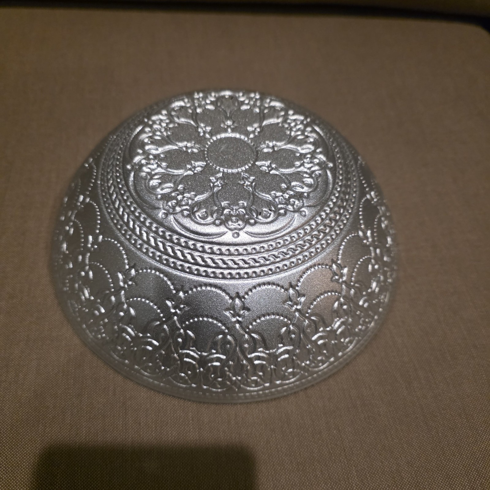 Topkapi Turkish Bowl Reverse Painted Teal Orange Silver Gold 7.5" gallery